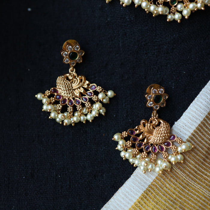 Antique ruby stone choker necklace and earrings CCB1002