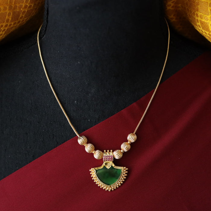 Heritage gold green stone short necklace 9889178