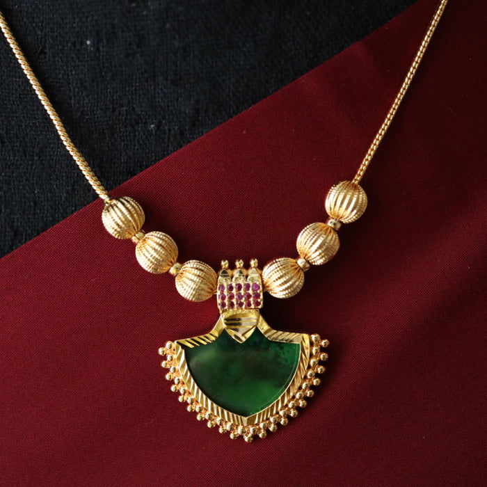 Heritage gold green stone short necklace 9889178