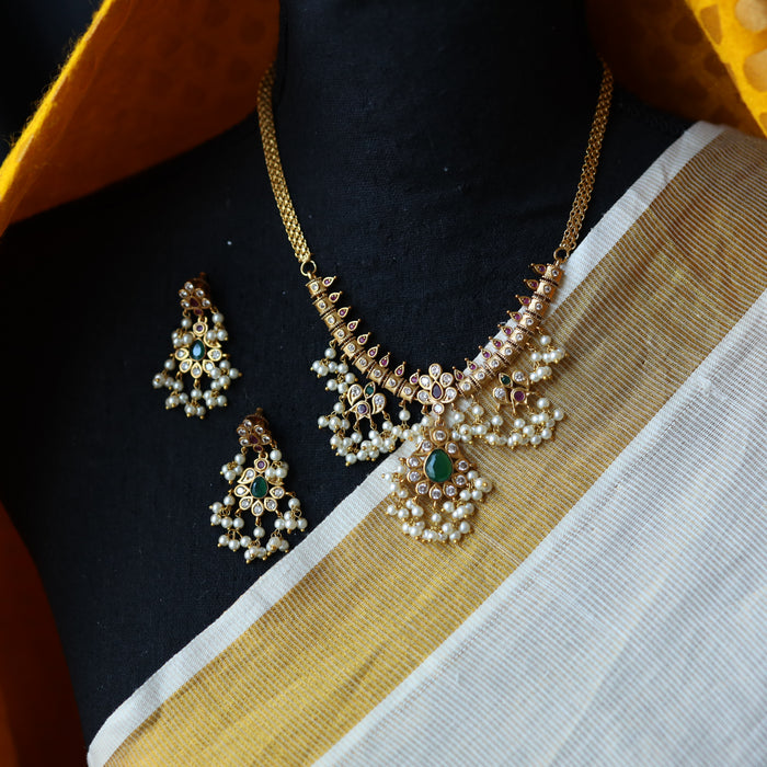Antique pearl choker necklace with earrings and tikka CCB1456