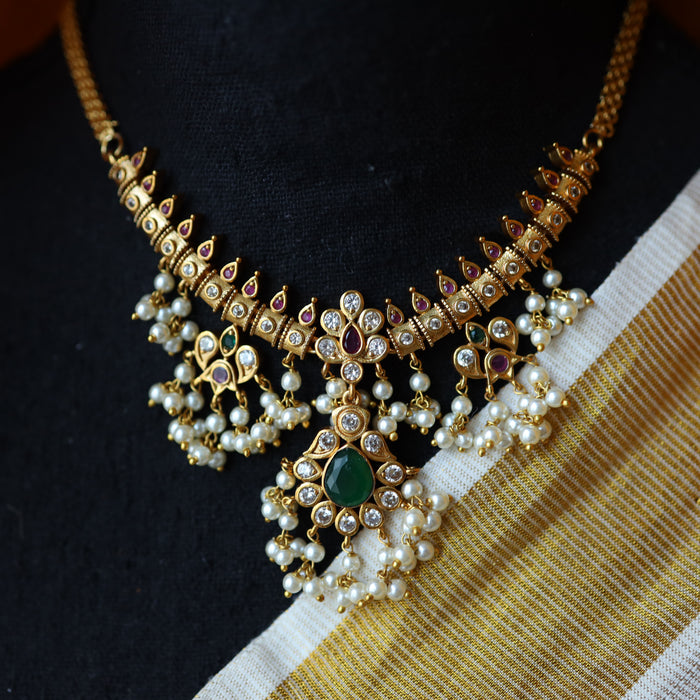 Antique pearl choker necklace with earrings and tikka CCB1456