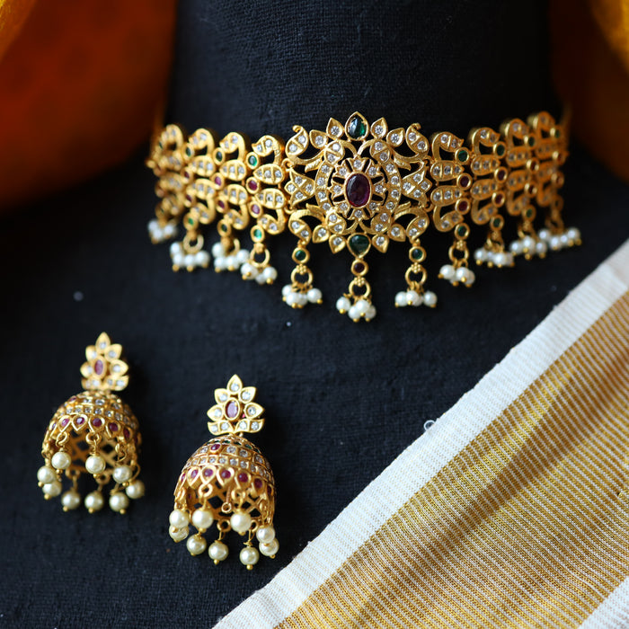 Antique choker necklace with earrings CCB346