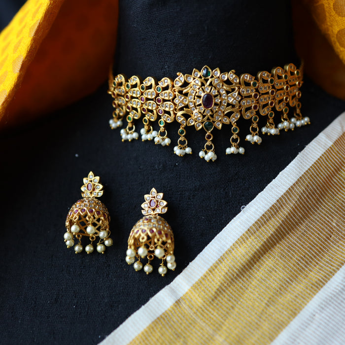 Antique choker necklace with earrings CCB346