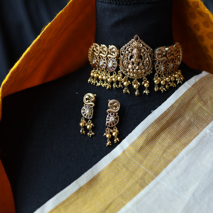 Antique temple choker necklace and earrings CCB367