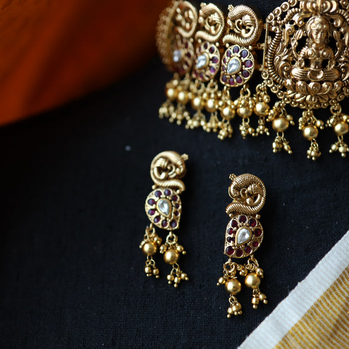 Antique temple choker necklace and earrings CCB367