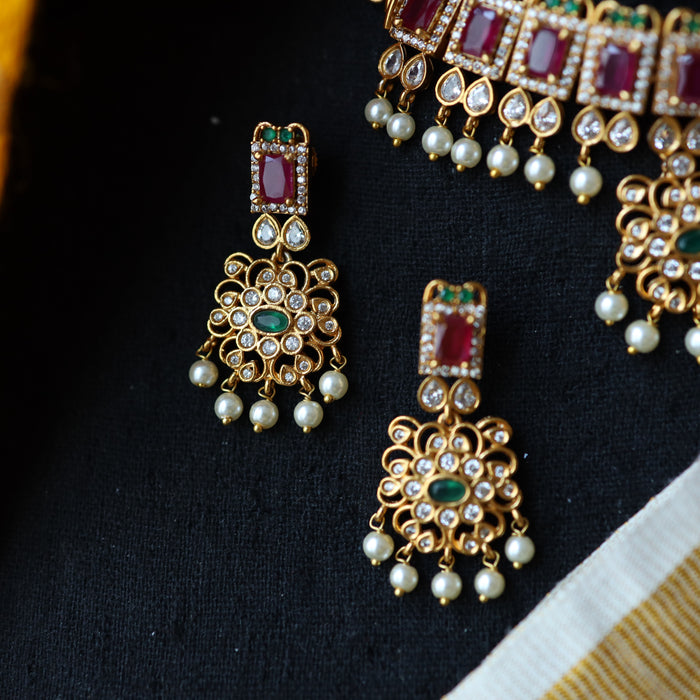 Antique ruby choker necklace with earrings CCB146