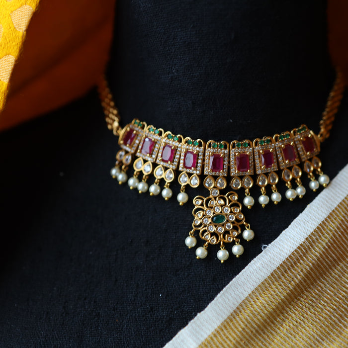 Antique ruby choker necklace with earrings CCB146