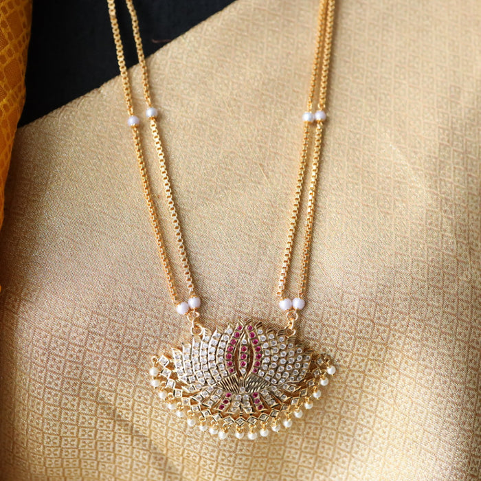 Heritage gold plated padakam long necklace 98890656