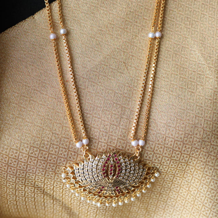 Heritage gold plated padakam long necklace 98890656