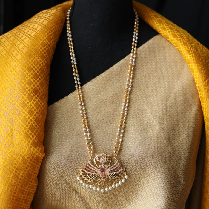 Heritage gold plated padakam long necklace 98890622