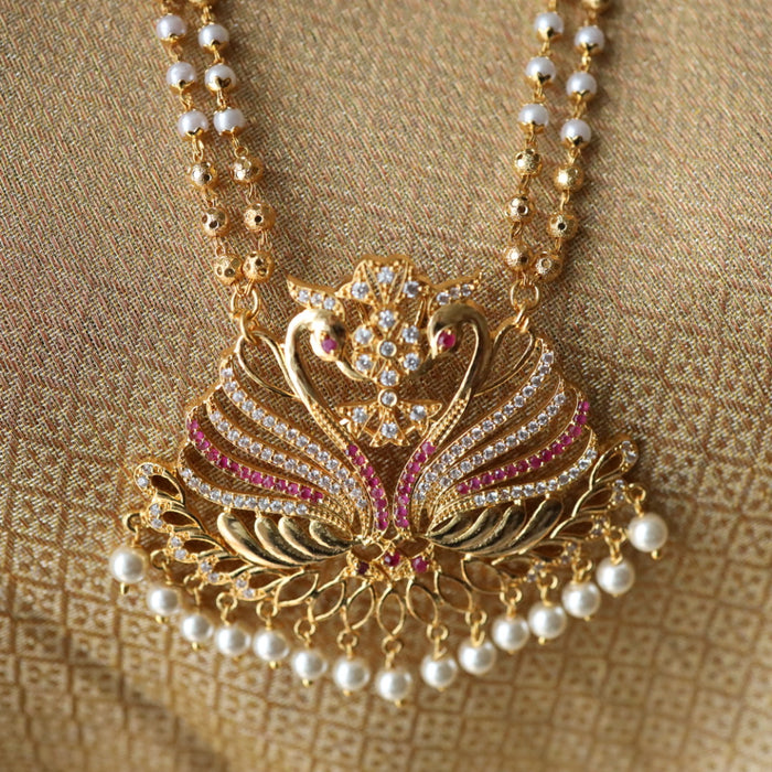 Heritage gold plated padakam long necklace 98890622