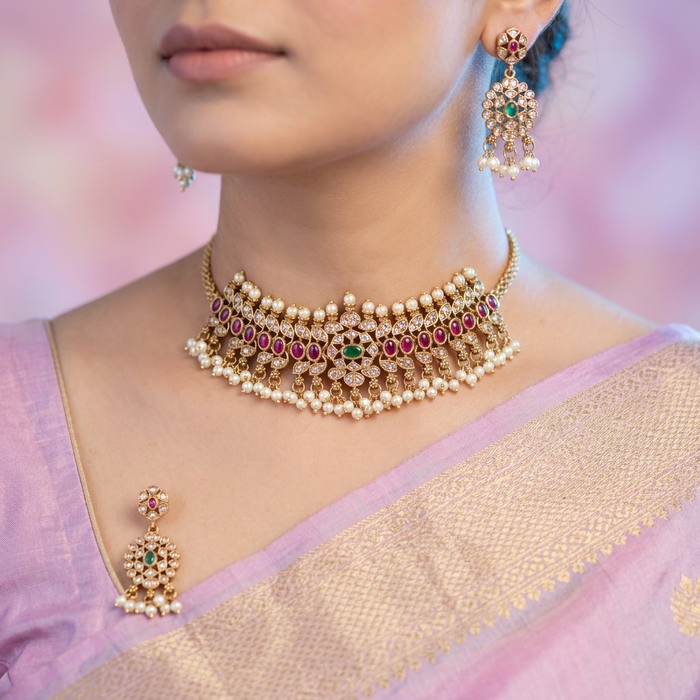 Antique shoker necklace and earrings 46632
