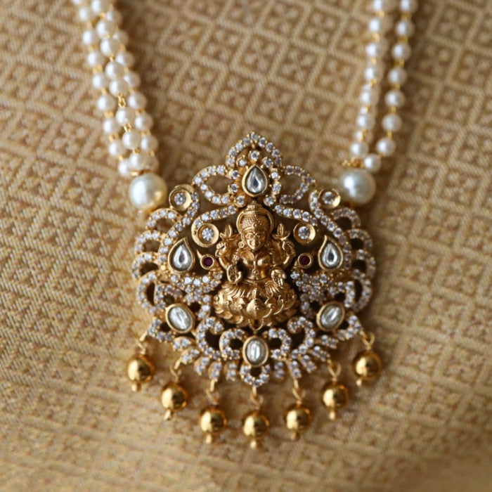 Padmini Antique pearl temple long necklace and earrings 46634