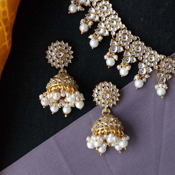 Heera pearl short necklace with earrings and tikka 14854978