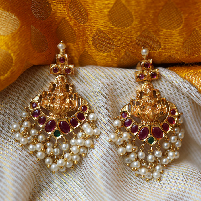 Antique gold ruby jumka earrings AJ876