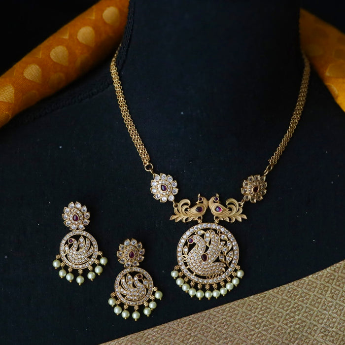Antique gold simple short necklace and earrings 81466383