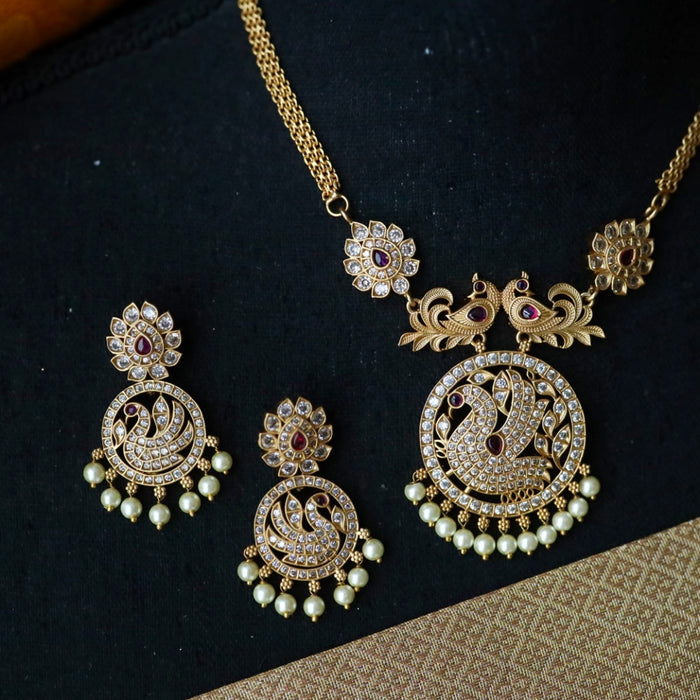 Antique gold simple short necklace and earrings 81466383