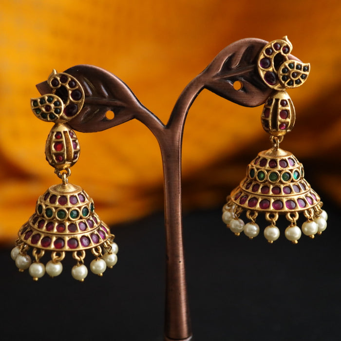 Antique ruby and pearl jumka earrings 124670