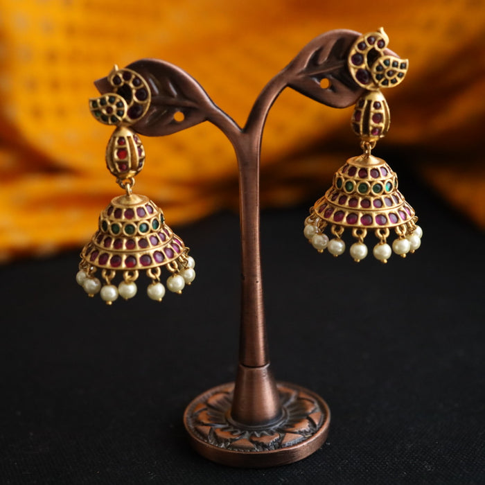 Antique ruby and pearl jumka earrings 124670