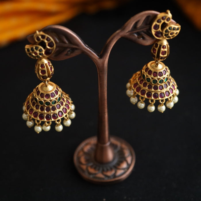 Antique ruby and pearl jumka earrings 124670