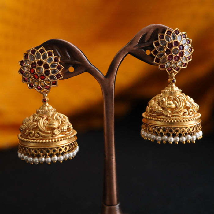 Antique ruby and pearl jumka earrings 124671