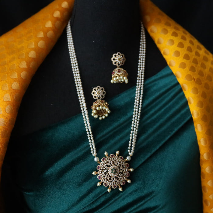 Antique Padmini pearl long necklace and earrings 466372