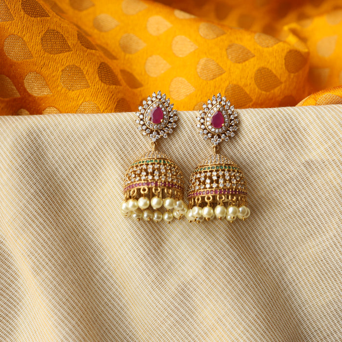 Antique multi stone jumka earring AJ27