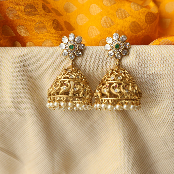 Antique green stone jumka earring AJ845