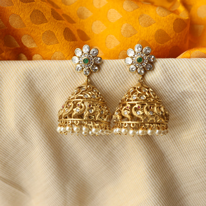 Antique green stone jumka earring AJ845