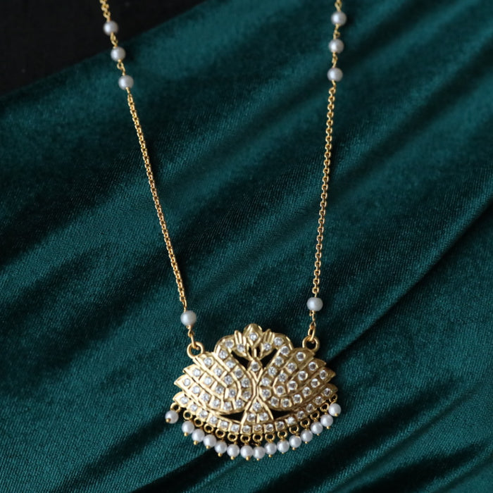 Heritage gold plated padakam long pearl chain 14663733