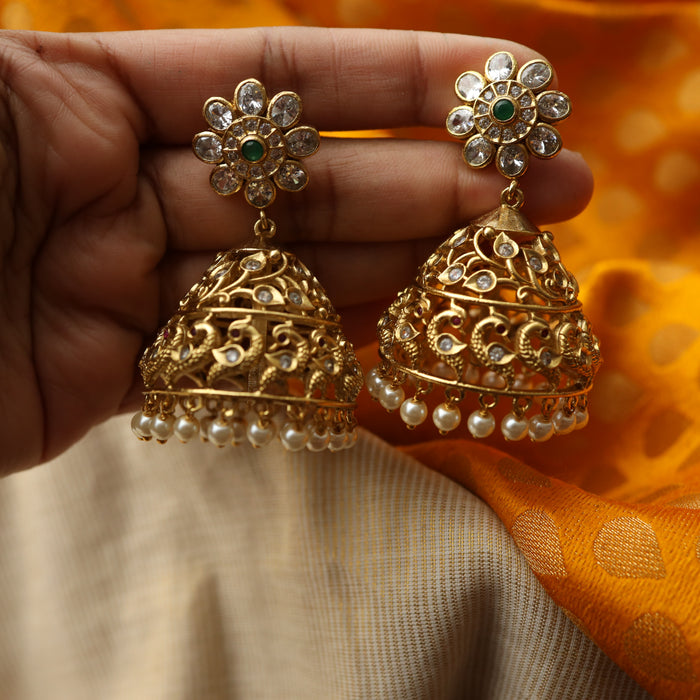 Antique green stone jumka earring AJ845
