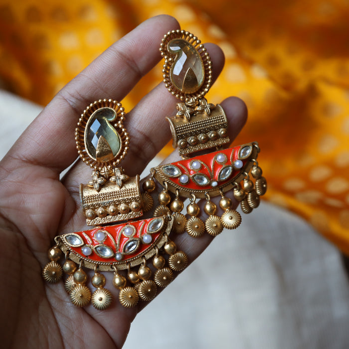 Antique gold drop earring AD291