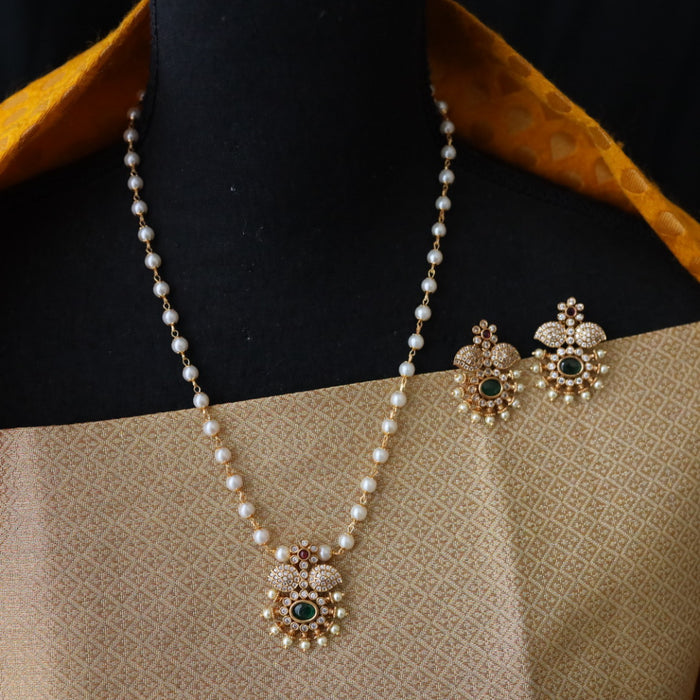 PADMINI pearl long necklace with studd earrings 14879