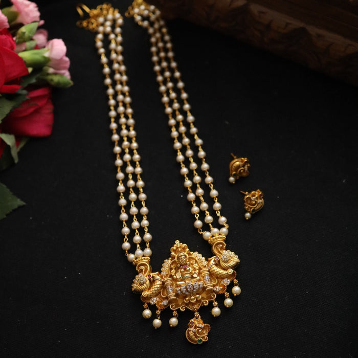 PADMINI pearl temple long necklace with earrings 177089