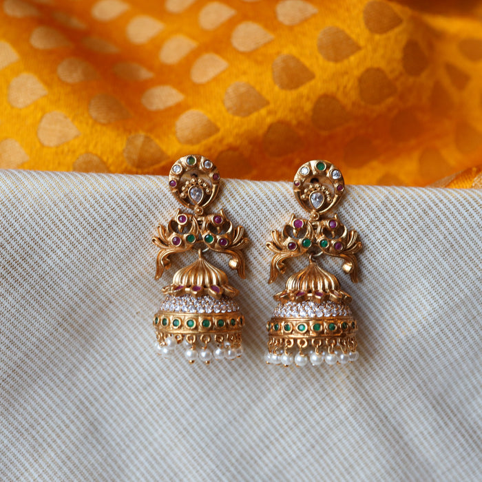 Antique multi stone jumka earrings AJ4677
