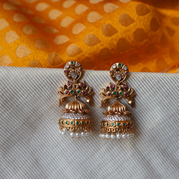 Antique multi stone jumka earrings AJ4677