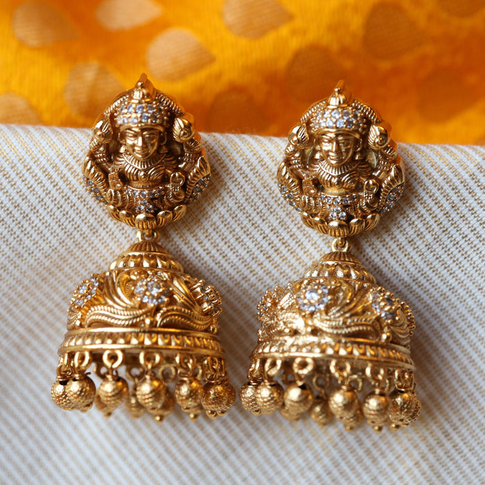 Antique white stone jumka earrings AJ434