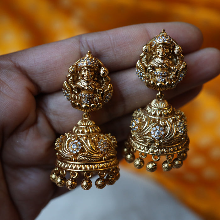 Antique white stone jumka earrings AJ434