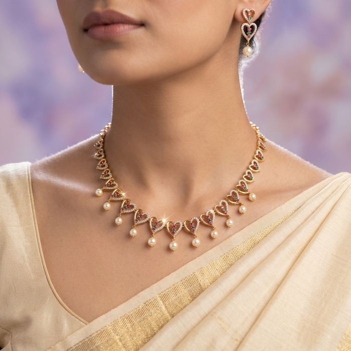 Antique short necklace with earrings SS10-108