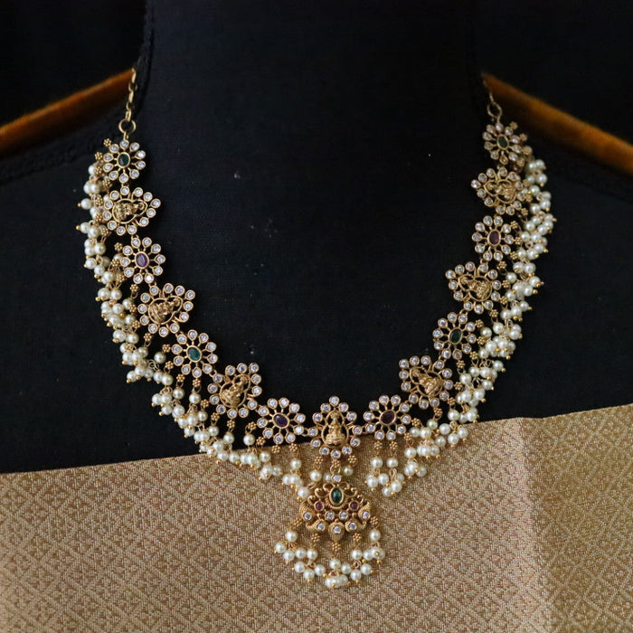 Antique pearl  short necklace with jumka earrings 15725