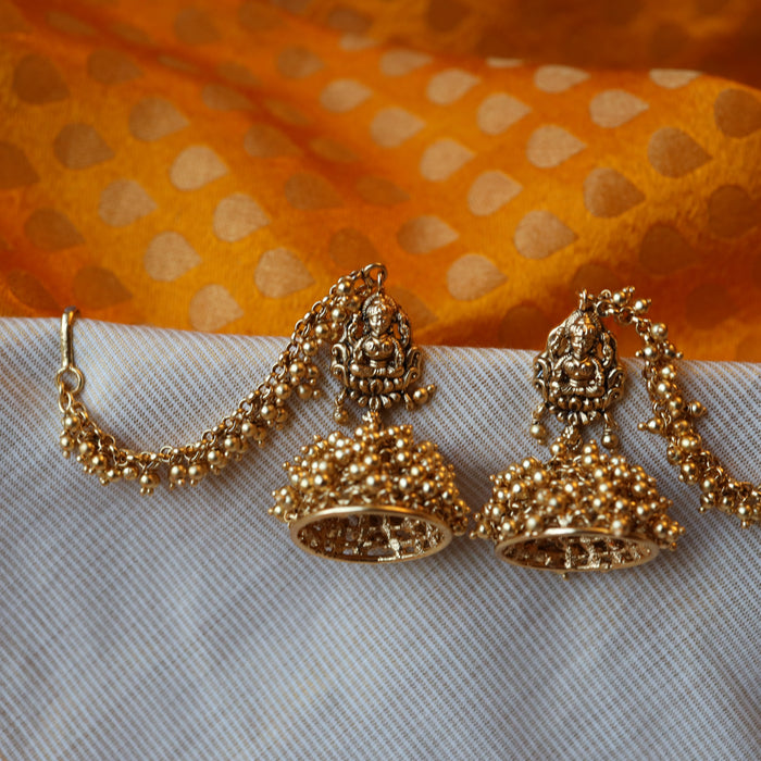 Antique gold temple design earrings AJ5256