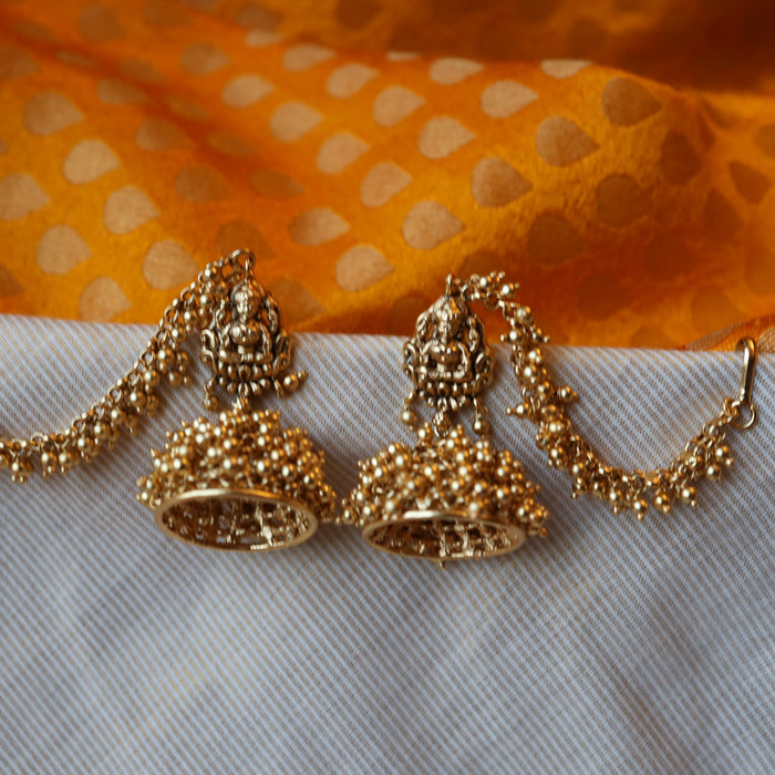 Antique gold temple design earrings AJ5256