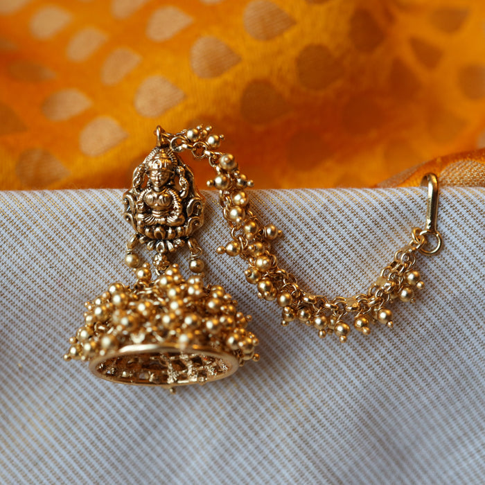 Antique gold temple design earrings AJ5256
