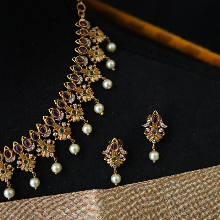 Antique  short necklace with  earrings 157263