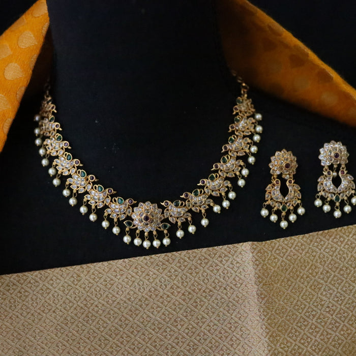 Antique short necklace with earrings 164852