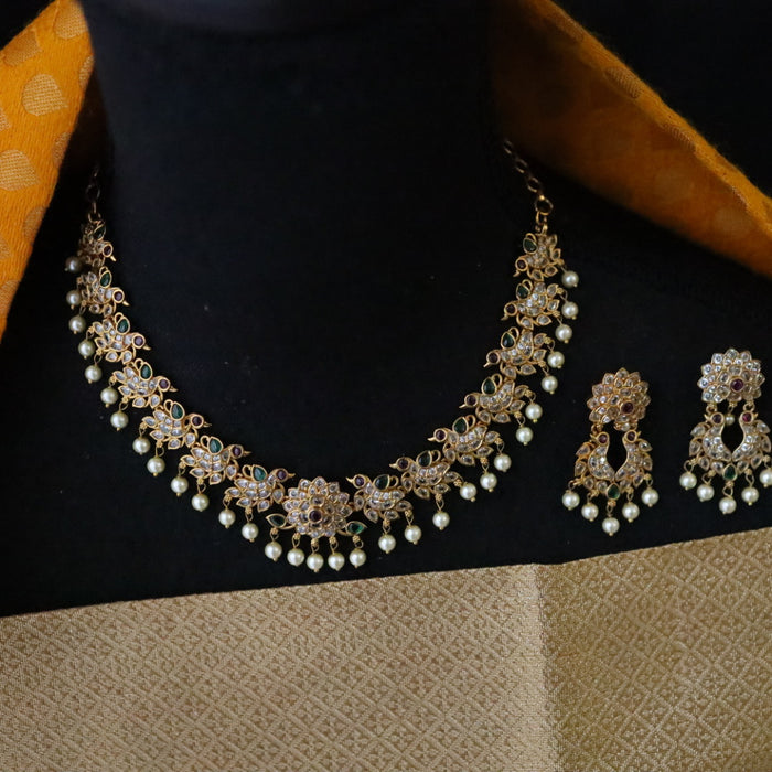 Antique short necklace with earrings 164852