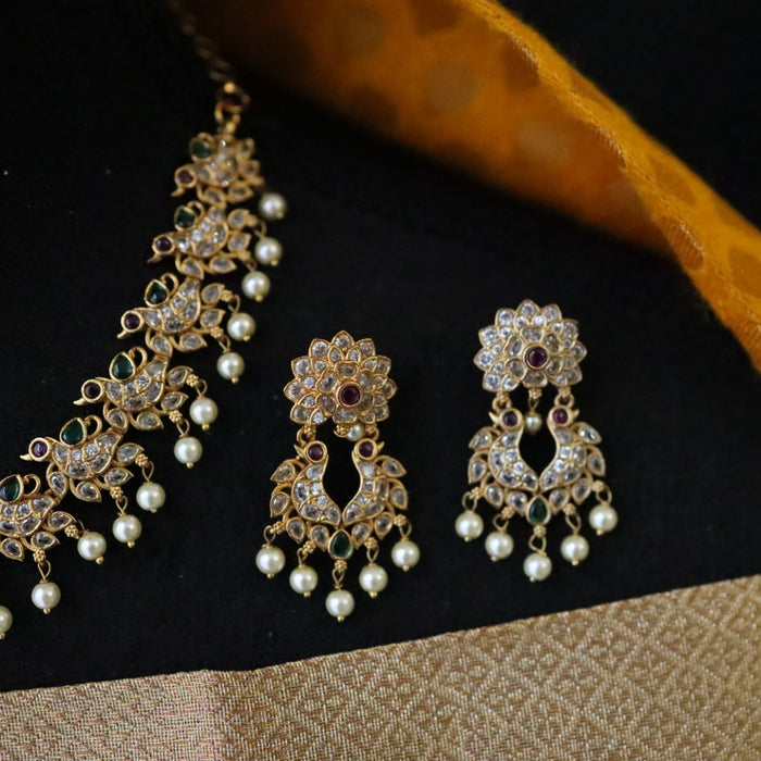 Antique short necklace with earrings 164852