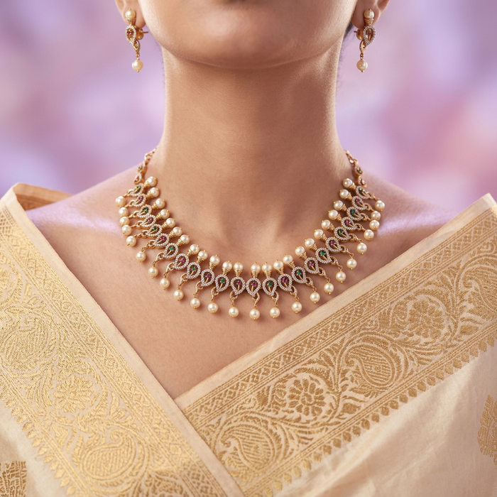 Antique simple short necklace with earrings SS10-124