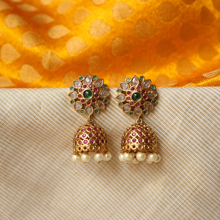 Antique ruby stone Jumka earrings AJ167