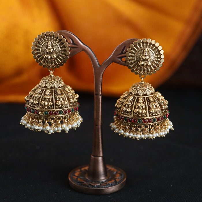 Antique gold temple jumka earrings 466671